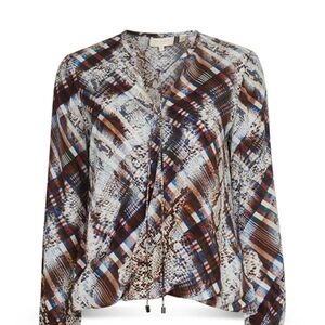 Ted Baker Blue and Brown Patterned Blouse
